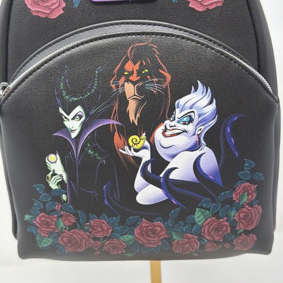 Disney Loungefly Villains Mini Backpack Maleficent Ursula Scar Roses Black NWT main image 8